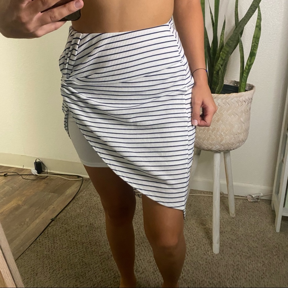 asymmetrical striped skirt